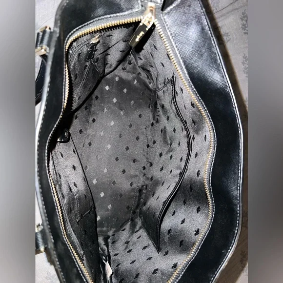 Large Kate Spade black leather tote purse - Picture 3 of 4